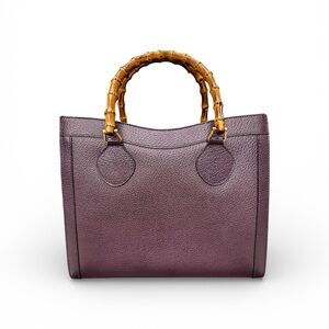 Gucci Large Diana Bamboo Handle Tote | Purple Pebbled Leather | Made in Italy
